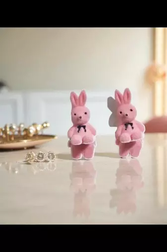 Golden glamer angel bunny drop earrings – anti-tarnish collection