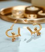 Golden glamouranti-tarnish floral love heart hoop earrings