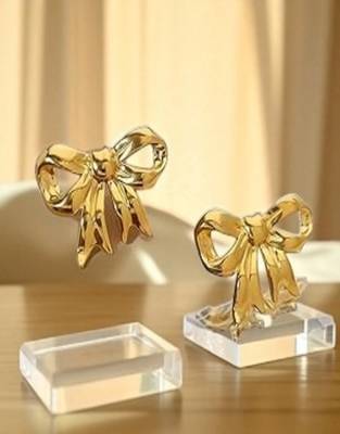 Golden glamour anti-tarnish bow charm stud earrings 1