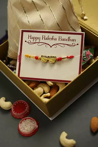 Swag Bro Charm Rakhi Gift Hamper with Dry Fruits & Chocolates