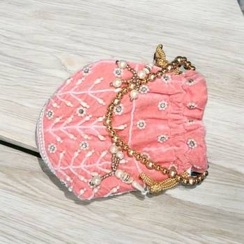 light pink Velvet Embroidered Potli – Bridal & Festive Special 2