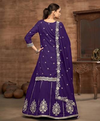 Violet embroidered vichitra silk free size full stitched suit 4