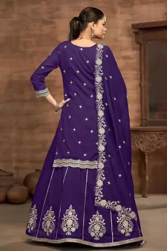 Violet embroidered vichitra silk free size full stitched suit