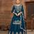 Teal embroidered vichitra silk free size suit