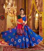 ROYAL BLUE THREAD EMBROIDERED MIRROR WORK STITCHED lehenga choli