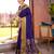 blue silk blend saree with weaving contrast pallu and blouse piece
