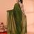 cotton handloom moss green sequin saree with blouse piece