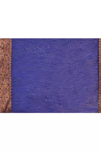 cotton blend royel blue handloom saree with blouse piece