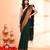 cotton blend dark green handloom saree with blouse piece