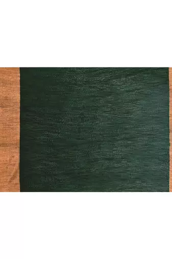 cotton blend dark green handloom saree with blouse piece