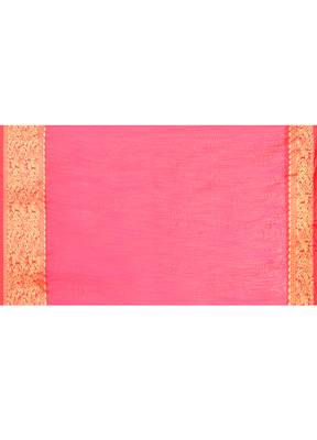 cotton blend rani handloom saree with blouse piece 5