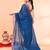 cotton handloom deep turquoise sequin saree with blouse piece