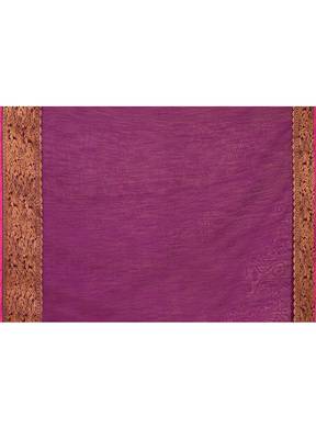 cotton blend magenta handloom saree with blouse piece 5
