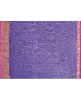 cotton silk royel blue handloom saree with blouse piece 6