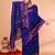 cotton blend royal blue handloom saree with blouse piece