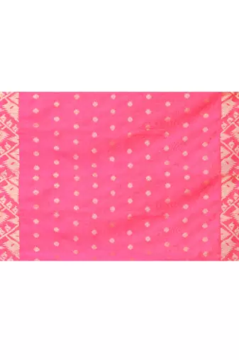 cotton blend rani handloom saree with blouse piece