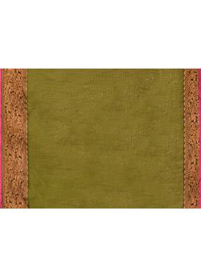 cotton blend moss green handloom saree with blouse piece 5
