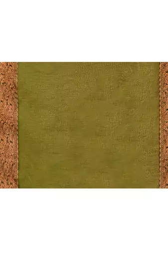 cotton blend moss green handloom saree with blouse piece