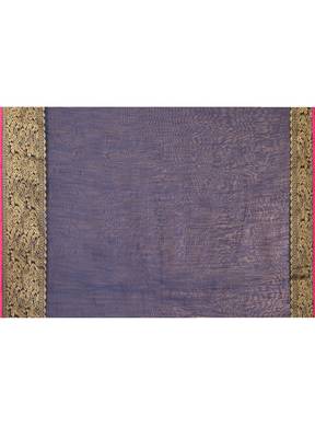 cotton blend blue handloom saree with blouse piece 5