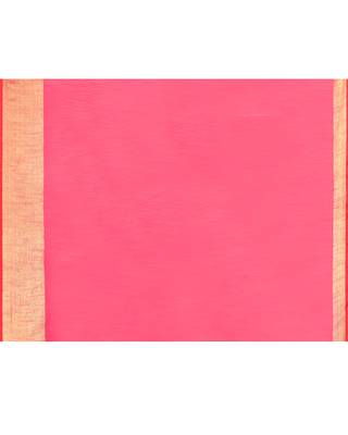 cotton silk rani pink handloom saree with blouse piece 6