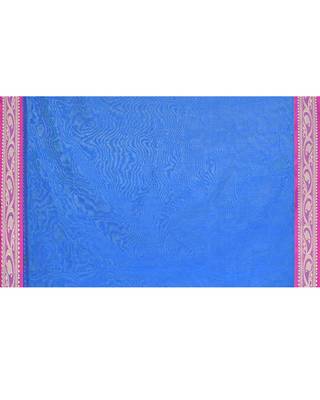 cotton silk blue handloom saree with blouse piece 6