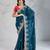 Teal Blue Party Wear Soft star georgette  Saree
