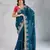 Teal Blue Party Wear Soft star georgette  Saree