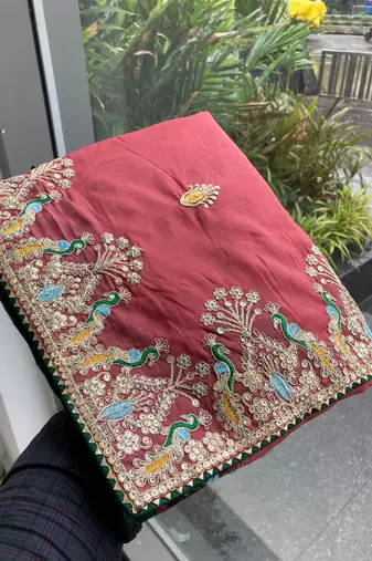 Onion pink Party Wear Soft Star Georgette Saree