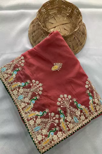 Onion pink Party Wear Soft Star Georgette Saree