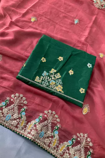 Onion pink Party Wear Soft Star Georgette Saree