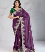 Wine  Party Wear Soft Star Georgette Saree