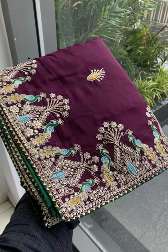 Wine Party Wear Soft Star Georgette Saree
