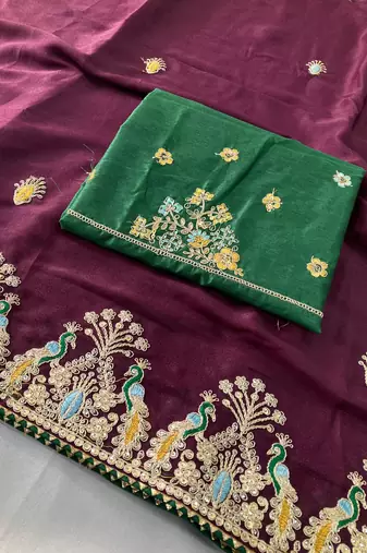 Wine Party Wear Soft Star Georgette Saree