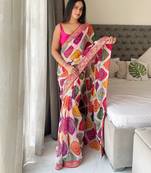 multicolor Party Wear Georgette Bandhej Saree