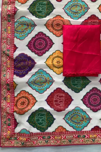 multicolor Party Wear Georgette Bandhej Saree