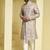 Beige embroidered silk sherwani set