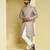 Beige embroidered silk sherwani set