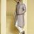 Silver embroidered cotton silk sherwani set