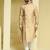 Beige plain cotton silk kurta pajama
