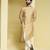 Beige plain cotton silk kurta pajama