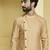 Beige plain cotton silk kurta pajama