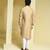 Beige plain cotton silk kurta pajama