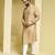 Beige plain cotton silk kurta pajama
