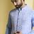 Blue embroidered cotton silk nehru jacket set
