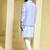 Blue embroidered cotton silk nehru jacket set