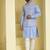 Blue embroidered cotton silk nehru jacket set