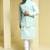 Blue embroidered cotton silk nehru jacket set