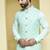 Blue embroidered cotton silk nehru jacket set