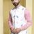 White printed cotton  nehru jacket set