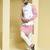 White printed cotton  nehru jacket set
